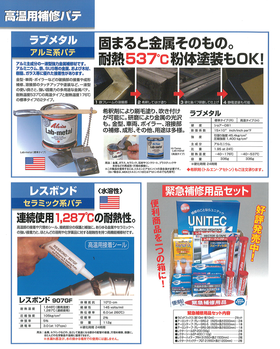 高温用補修パテ アンブラコ Unbrako ブマックス Bumax 機械工具商社の中島工機